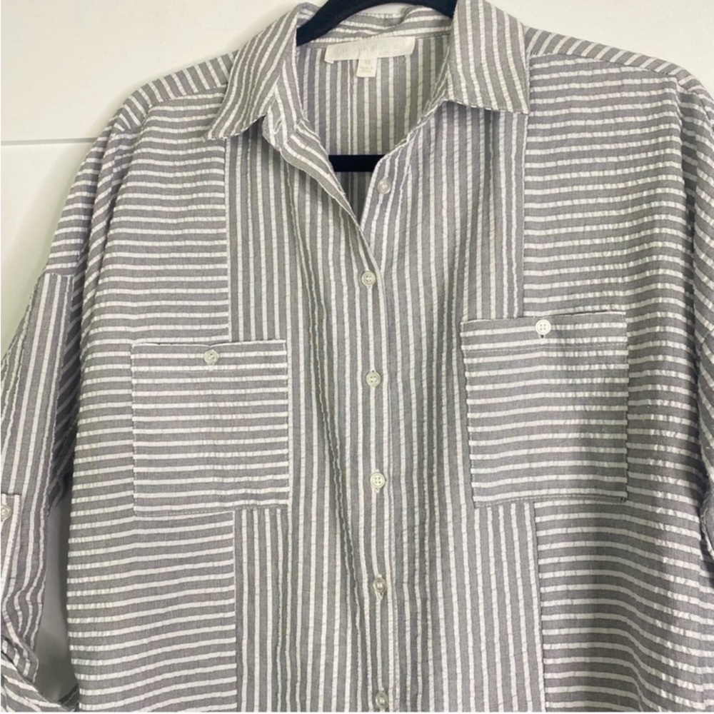 Adyson Parker gray white striped button up shirt - Picture 10 of 14